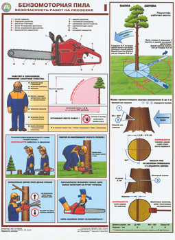 ПС25 Бензомоторная пила. безопасность работ на лесосеке (ламинированная бумага, А2, 3 листа) - Плакаты - Безопасность труда - ohrana.inoy.org